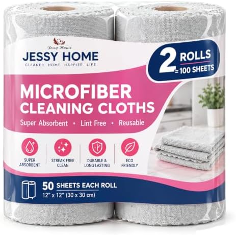 Jessy Home 2 Roll Reusable Paper Towels, 100 Sheets Tear Away Microfiber by JessyHome
