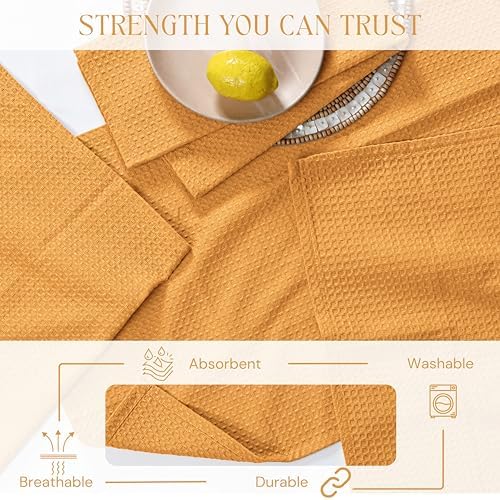 Yellow Waffle Kitchen Dish Towels, 100% Cotton, Quick Dry, Super Absorbent - Image 7