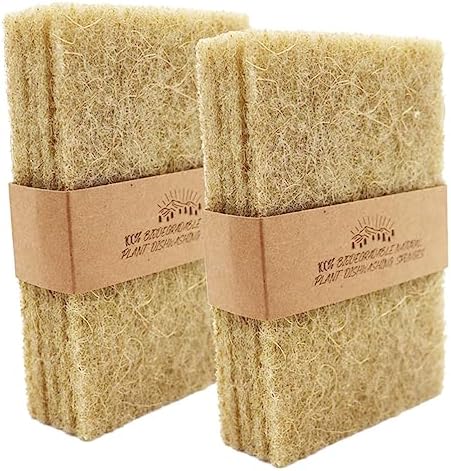 Natural Scouring Pads 10 Pack- Dish Scrubber Non-Scratch Sisal Cleaning Scrub by HIFINECARE