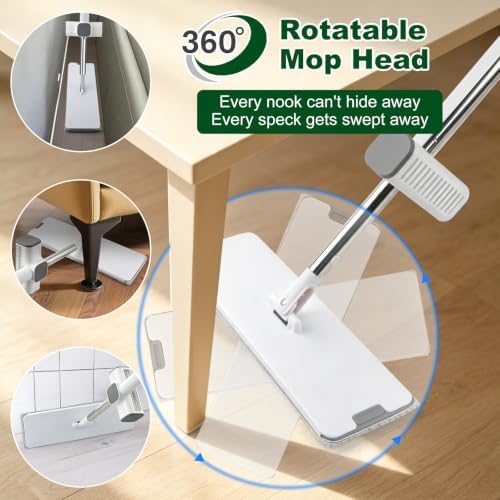 Self Wringing Mop with 2 Pads, Hands Free Microfiber Flat Mop - Image 5
