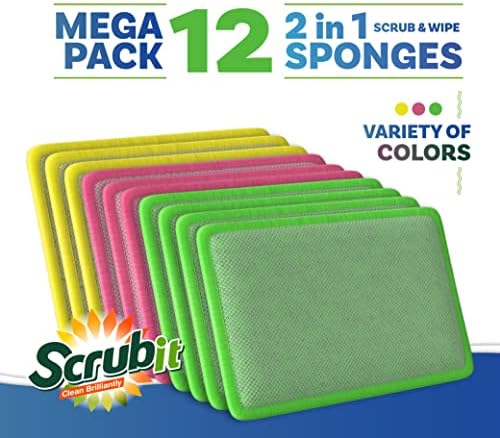 SCRUBIT - Scrub and Wipe Cleaning Pads – Dual Sided Scouring Pad and Dish - Image 5
