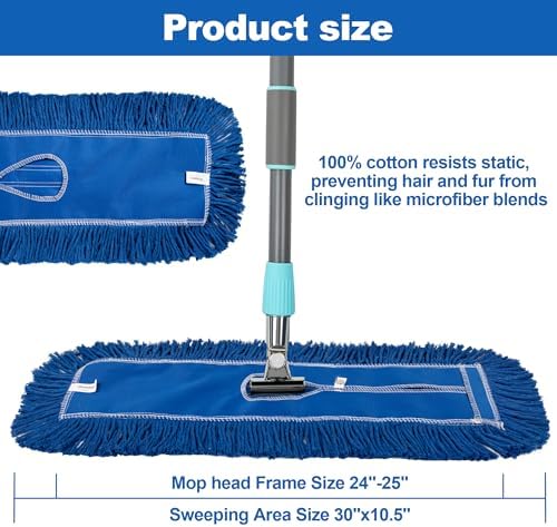 iDeaology - 24-Inch Washable Dust Mop Heads – Full Cloth, Extra Durable - Image 2