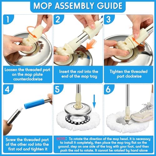 Rtteri Spin Mop Replacement Handle, 360 Rotating Telescopic Pole - Image 3