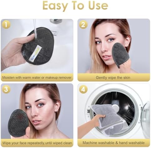 SINLAND Reusable Makeup Remover Pads Grey 12 Pack - Image 3