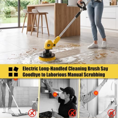 Cordless Spin Scrubber, 6 Brush Head, Floor Scrubber - Image 3