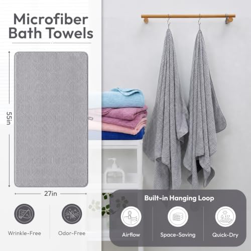 JML Microfiber Bath Towels, 2 Pack, 27x55 in - Image 2