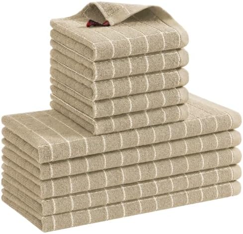 Kitinjoy 100% Cotton Kitchen Towels and Dishcloths Set by Kitinjoy