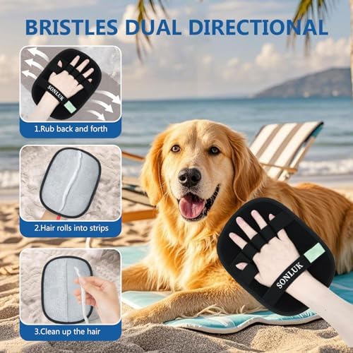 2 Packs 5-Finger Pet Hair Removal Glove, Remover Tool - Image 2