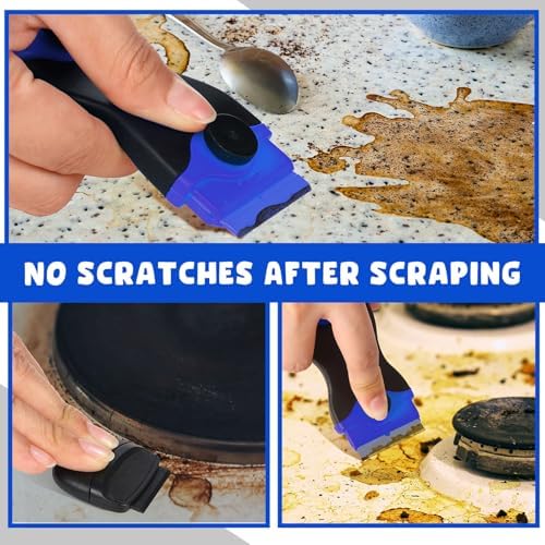 Tallew 9 Pcs Plastic Scraper Set Paint Tool Non Scratch Putty, Dark Blue - Image 5