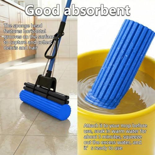 12 Pcs Roller Mop Refill Blue PVA Sponge Mop Head Replacement Bulk Absorbent - Image 4