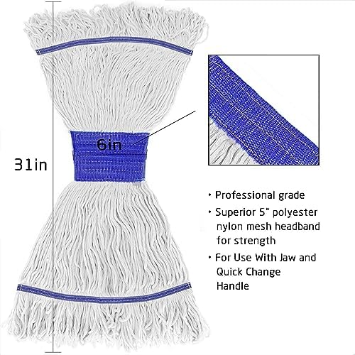 Loop End Commercial String Mop Head, String Cotton mop Heads, 6 Inch Headband - Image 6