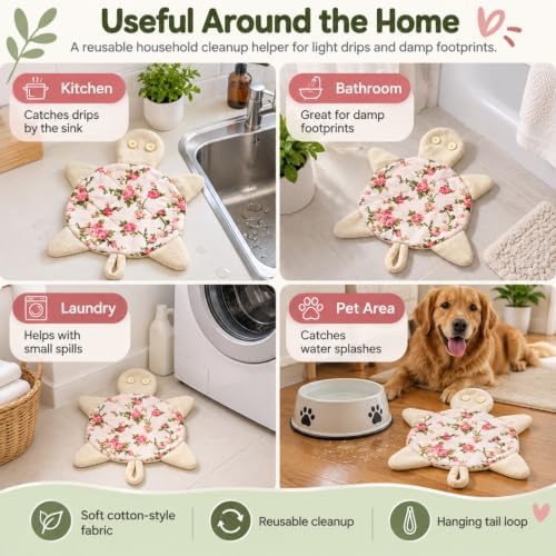 Floor Turtle Foot Mop, Washable Spill Towel, 1 Pack - Image 6