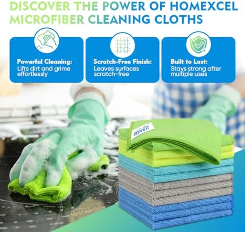 HOMEXCEL Microfiber Cleaning Cloth 12 Pack, 12.5 x 12.5 Inch Microfiber Towels - Image 2