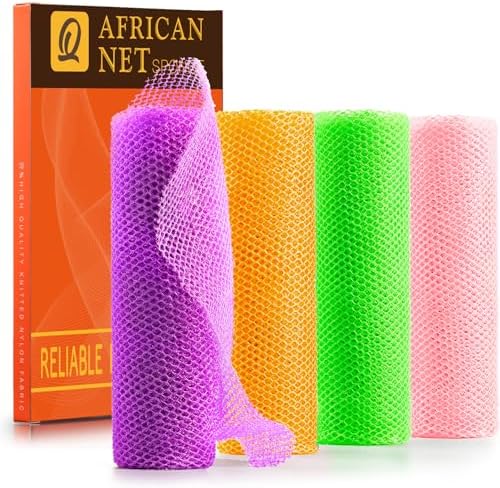 UJFQBH 4 Pieces African Net Sponge African Net Long Net Bath Sponge Exfoliating by BuyNow