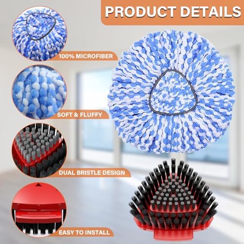 5 Pack Spin Mop Replacement for O Cedar RinseClean System-4 Heads +1 Brush - Image 3