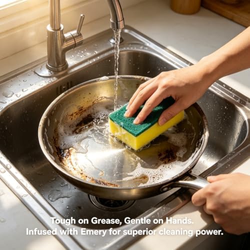 Heavy Duty Scrub Sponges for Dishwashing, Kitchen Sponges Non-Scratch - Image 3