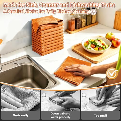 Kitchen Dish Cloths, 12 Pack, 10 x 10 Inches, Super Absorbent Kitchen Towels - Image 5