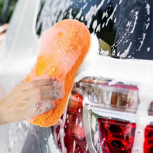 2 Pcs Large Microfiber Car Wash Sponges, 8.9 x 4.7 Inch - Image 4