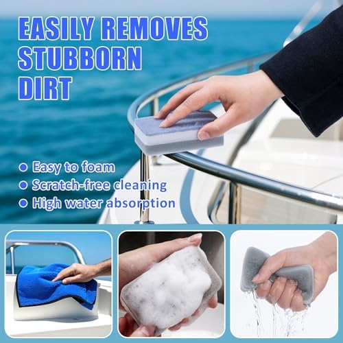Boat Wash Cleaning Kit with Wet Dry Mop Collapsible Bucket Boat Scrubbing Brush - Image 5