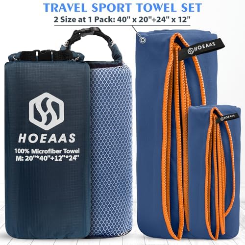 HOEAAS 2 Pack Microfiber Camping Towels, Quick Dry Towel, Super Absorbent Ultra - Image 2