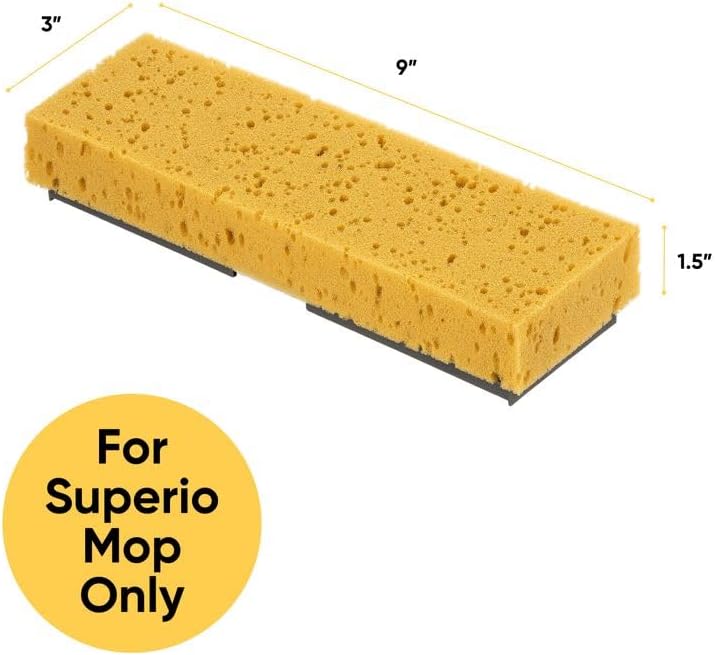 Sponge Mop Refill for Superio Butterfly Mop Only Overall: 9"x3" Screws: 6.5" - Image 2