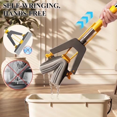 52" Sponge Mop for Floor Cleaning, Self-Squeezing Roller Mop - Image 2
