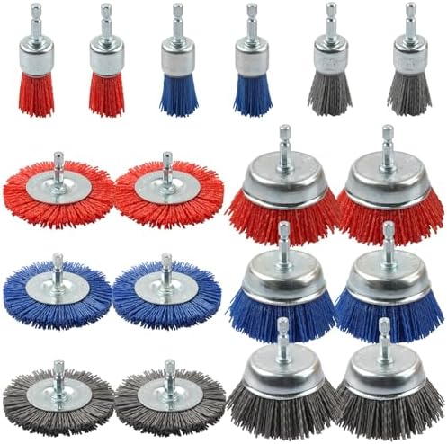 Rocaris 18 Pack Nylon Filament Abrasive Wire Brush Wheel & Cup Set by Rocaris