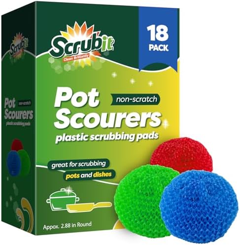 SCRUBIT 18 Round Nylon Dish Scrubber Scouring Pads by SCRUBIT