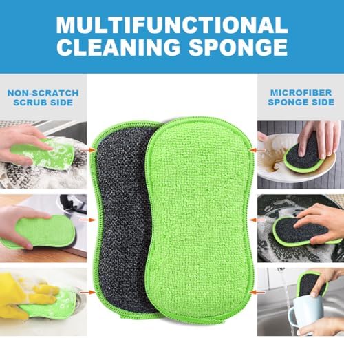 HOMEXCEL Dish Sponge 12 PK, Microfiber Kitchen Sponges - Image 4