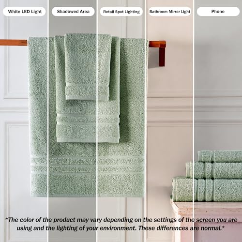 Hawmam Bath Linen Towels Large, Turkish Cotton, 4 Pack, Light Green - Image 3