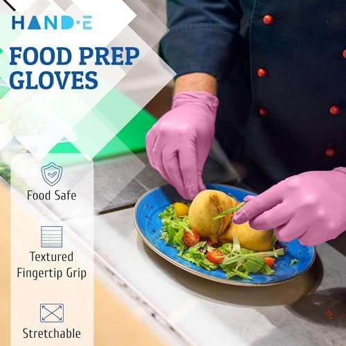 Hand-E Touch Pink Nitrile Disposable Gloves - Image 2