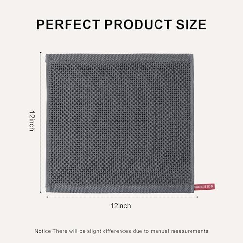 joybest Cotton Kitchen Dish Cloths, 12x12 Inches, Dark Grey - Image 3