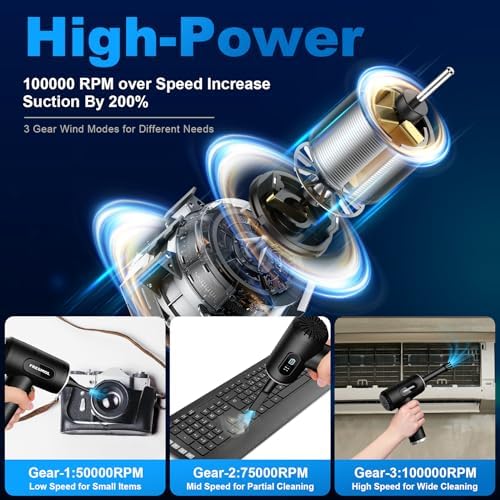 FRESMOL Compressed Air Duster, Rechargeable Cordless Electric Air Blower - Image 2