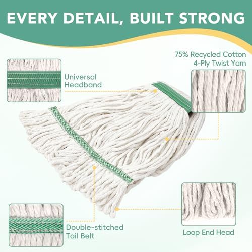 6 Pack Commercial Mop Head Replacement – Heavy Duty Mop Head - Image 4