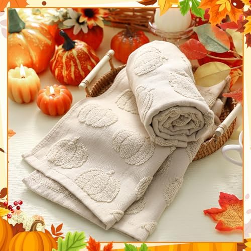 Mindsoft 2 Pcs Fall Hand Towels 3D Pumpkin Jacquard - Image 3