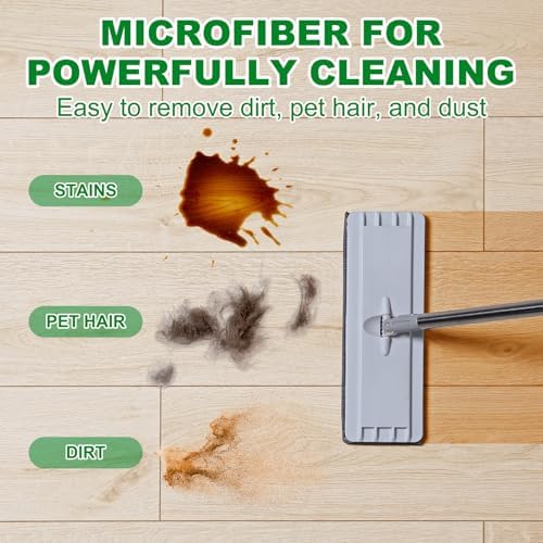 uxcell 2Pcs Microfiber Mop Pads, 11.8x5.5 Reusable Replacement Flat Mop Pads - Image 4