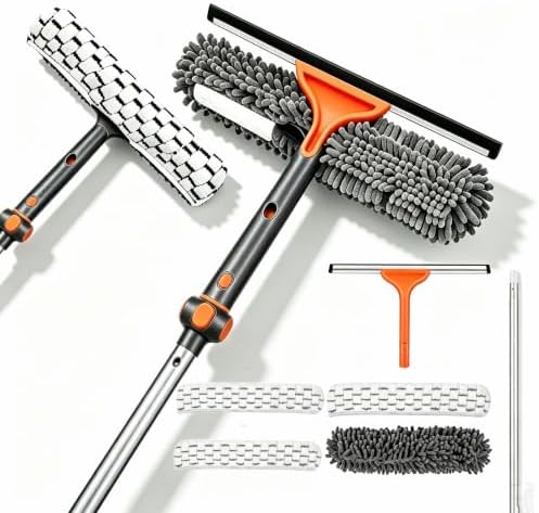 LEVELEVE 62" Extension Pole Window Squeegee Cleaning Kit, 2-in-1 Professional by Enjoyyourlife