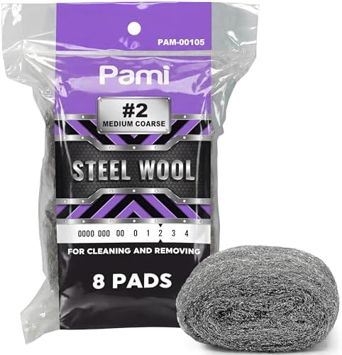 PAMI #2 Medium Coarse Steel Wool Pads, Non-Scratch Dish Scrubber by PAMI