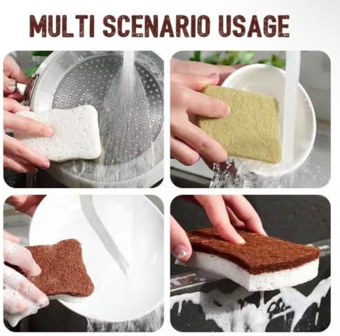Wood Pulp Kitchen Sponges, 12 Pack – Natural Cellulose & Coconut Scrubber - Image 4