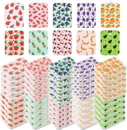 Maxdot 50 Counts Compressed Cellulose Sponges Bulk Fruits Pattern Natural by Maxdot