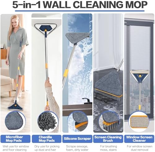 80" Wall Cleaner Mop with Long Handle, Ceiling Cleaner Tool, 5-in-1 sunoyar - Image 3