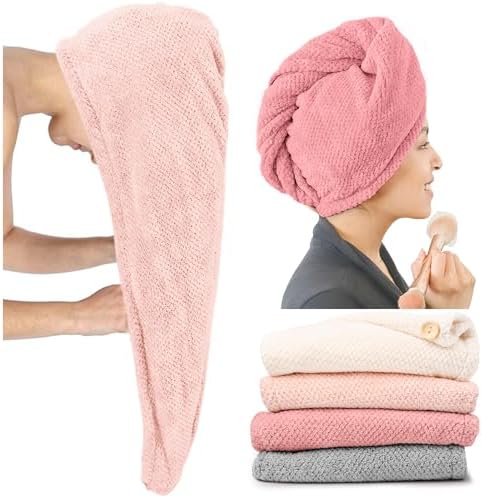 ROLSHOL 4 Pack Extra Large Microfiber Hair Towel Wraps by ROLSHOL