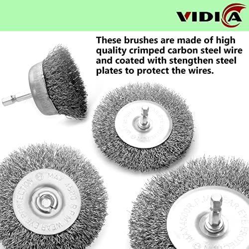 VIDICA Wire Brush Set 20 Pcs, 1/4 Inch Hex Shank Wheel - Image 5