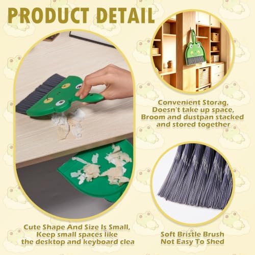 1 Set Small Broom Brush & Dustpan Set Table Cleaning Tools Frog - Image 3
