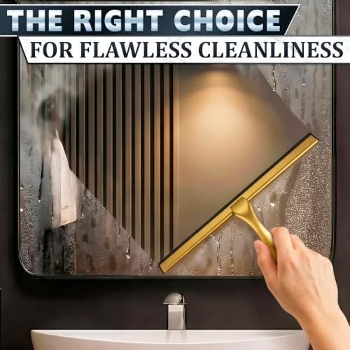 14 Inch Gold Shower Squeegee for Glass Doors, 2 Hooks Included - Image 4