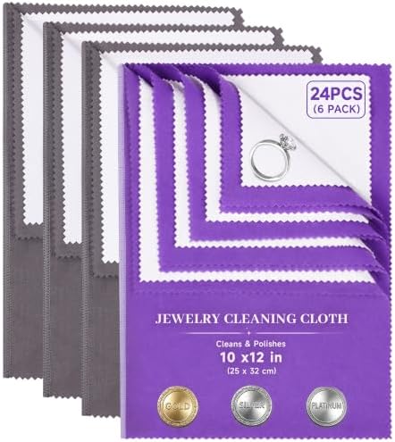 Bonison 6 Pack Large Silver Polishing Cloth – 10"x12" Jewelry Cleaning Cloth & by Bonison
