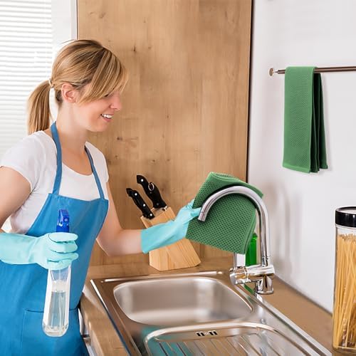 Kitinjoy 100% Cotton Waffle 4-Pack Kitchen Towels, Grass Green - Image 5