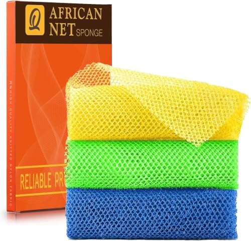 UJFQBH 3 Pieces African exfoliating net African Net Long Net Bath Sponge by BuyNow