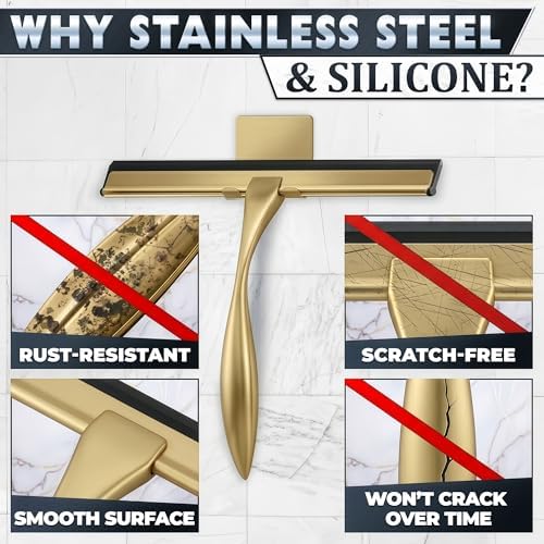 Gold Squeegee for Shower Glass, Stainless Steel - Image 3