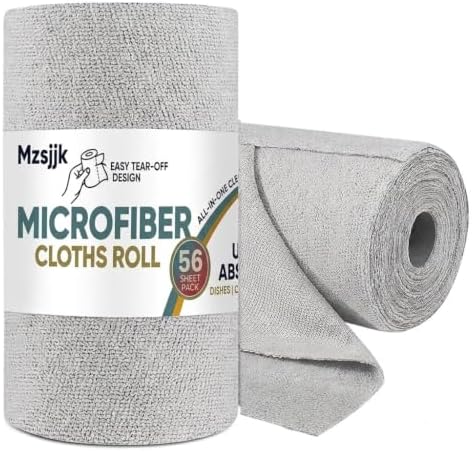 56 Pack Microfiber Cleaning Cloth Roll, Tear Away Reusable Microfiber Paper by Unknown